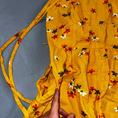 Vtg 70s Malia Honolulu Hawaiian Bright Flower Power Belted Maxi Dress Sz 14