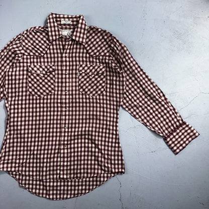 Levis VTG 1980s Pearl Snap Button Shirt Mens L Plaid 80s Cowboy Shirt Korea LS