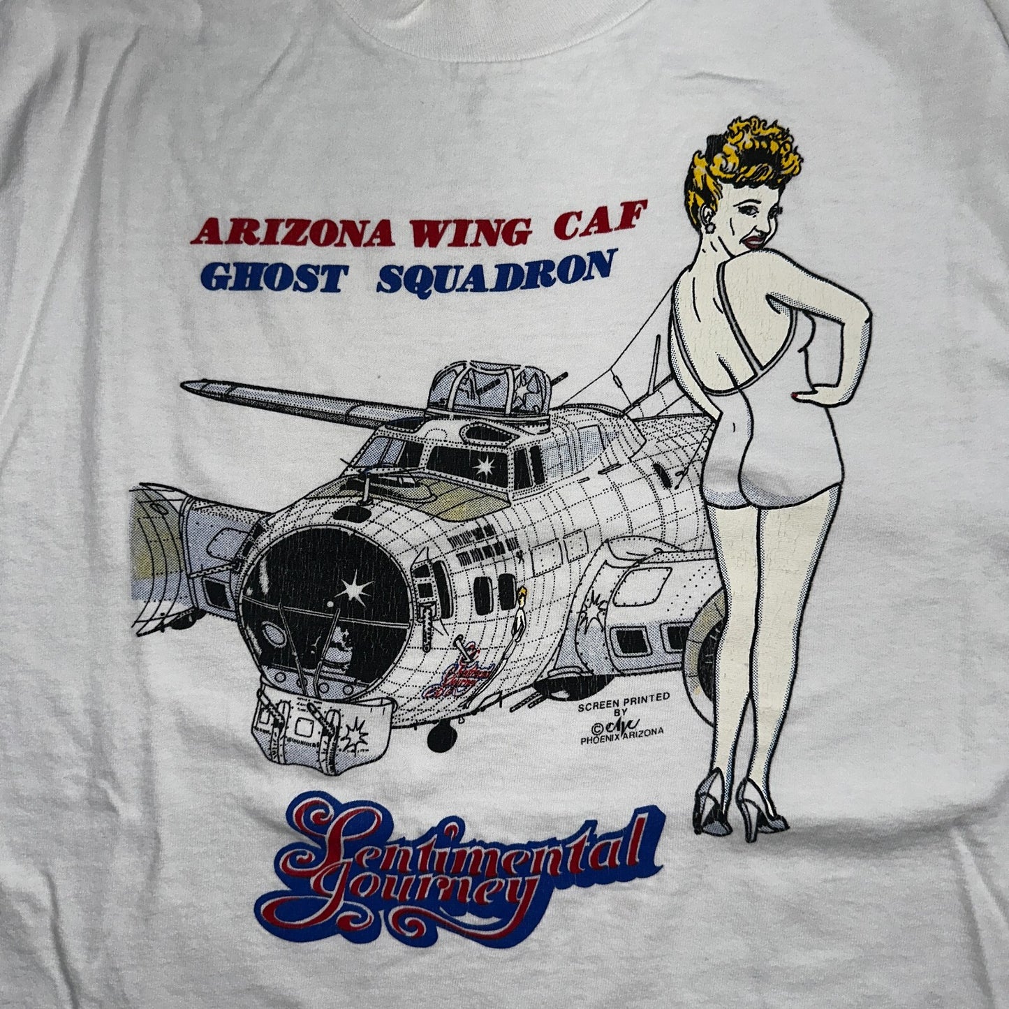 Vintage Arizona Wing Caf Ghost Squadron Sentimental Journey T-Shirt Size XL