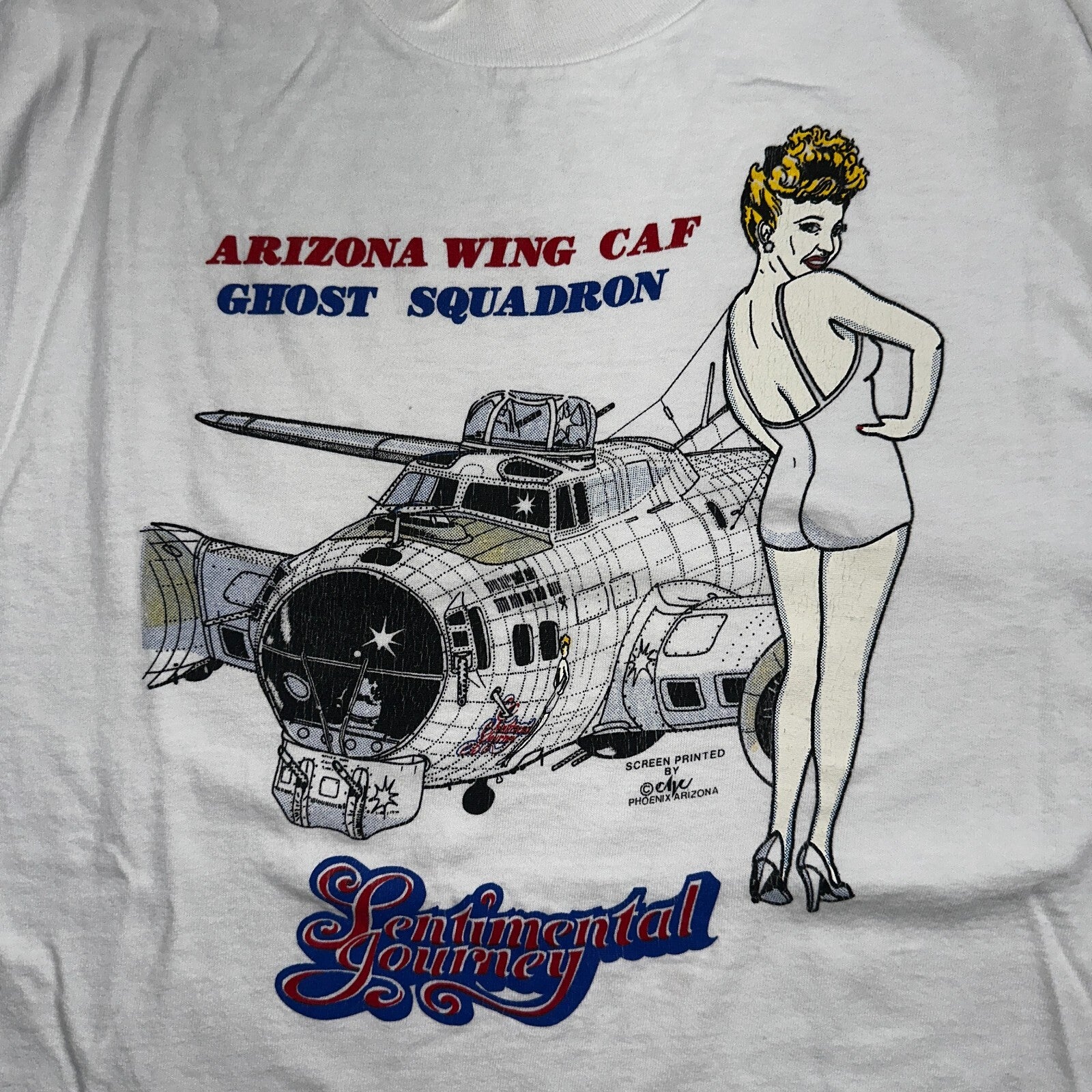 Vintage Arizona Wing Caf Ghost Squadron Sentimental Journey T-Shirt Size XL