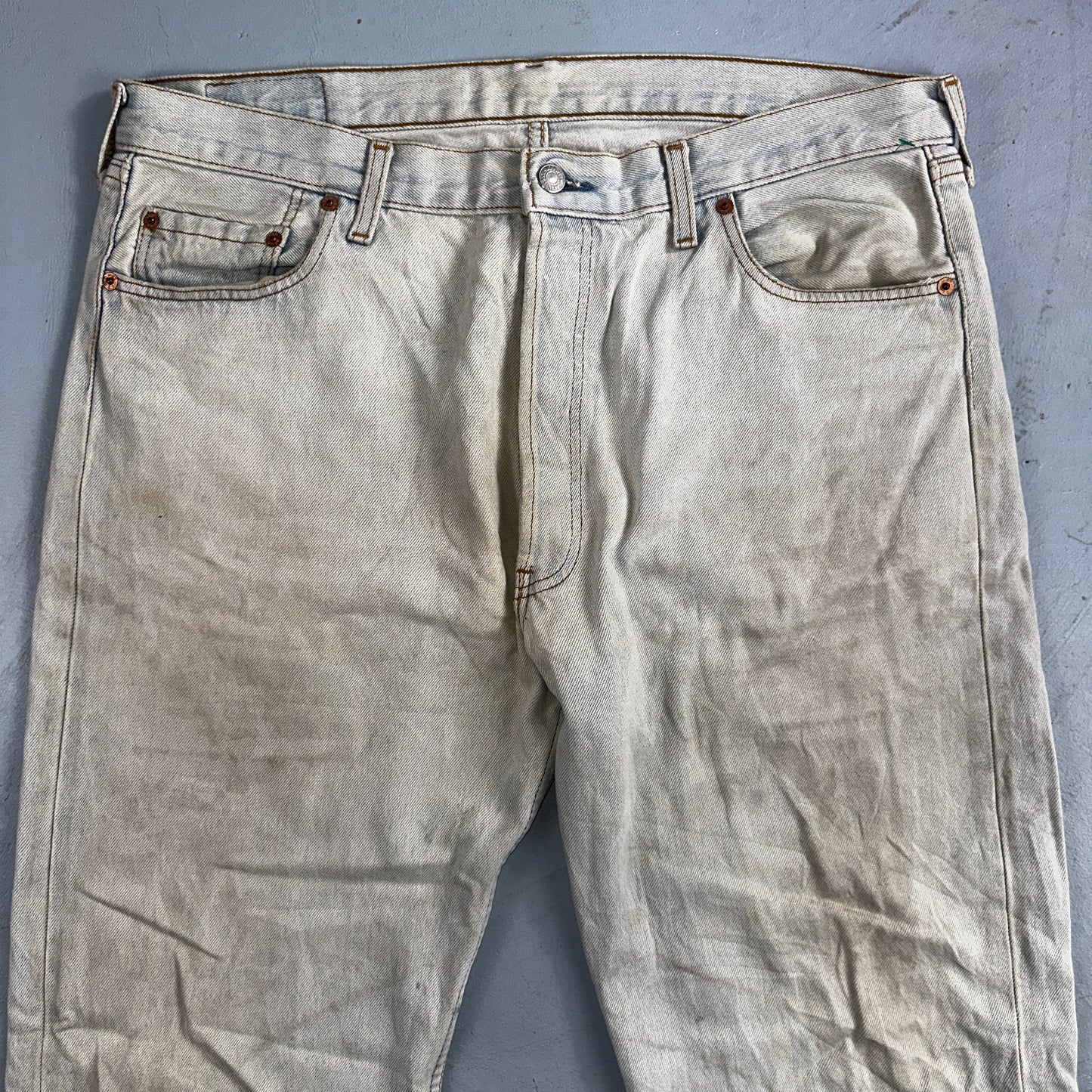 Levis 501 Vintage 90s UK Straight Leg Jeans Blue Light Wash 38x36 Act 37x30