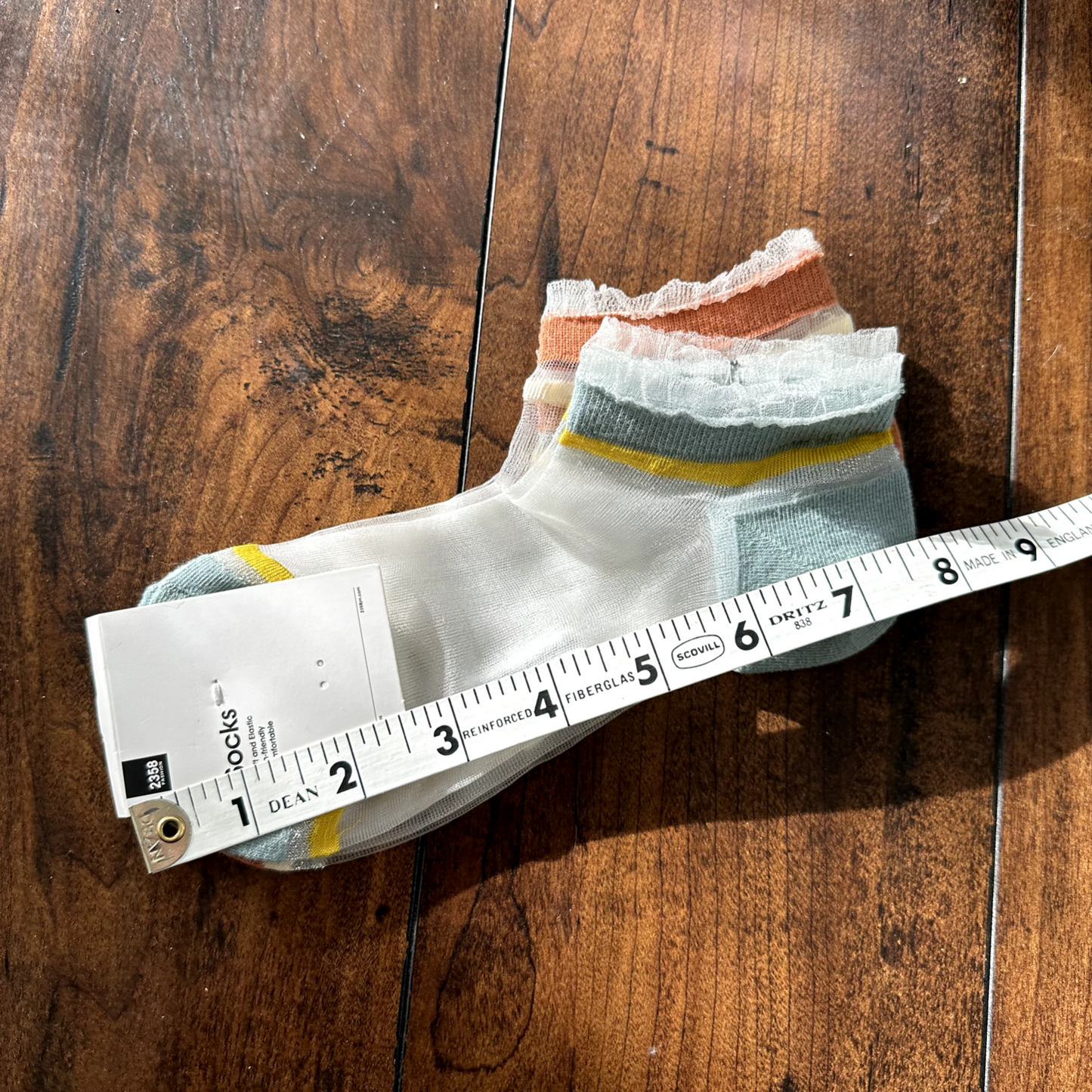 See Through Nylon Novelty Crowns Crew Socks European Fashion Women's Medium