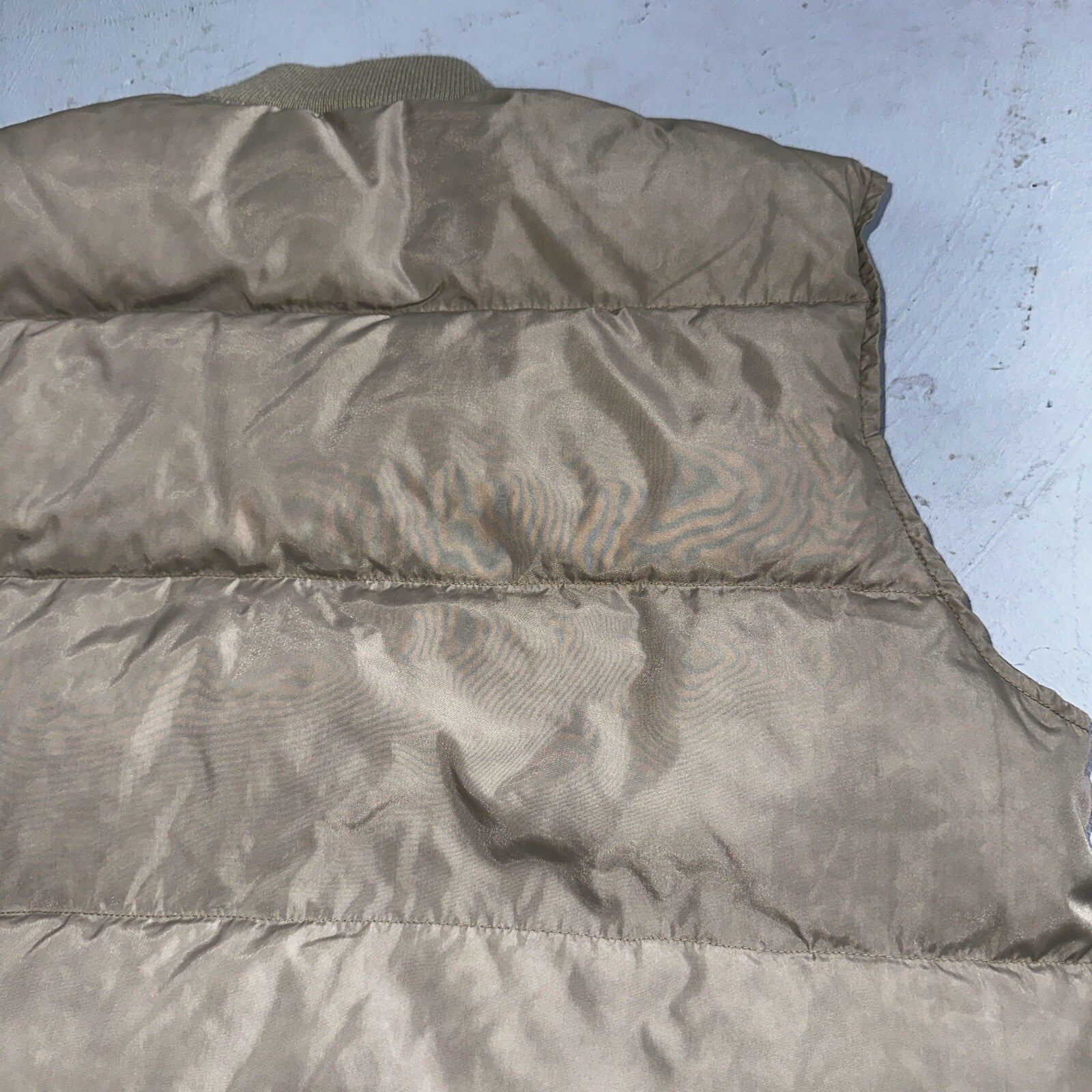 Eddie Bauer VTG 90s Goose Down Puffer Vest Jacket Size Large Beige Winter Style