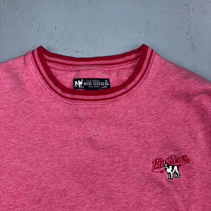 Big Dogs Vintage Sweatshirt Womens XL Pink Crewneck Pullover Embroidered Y2k