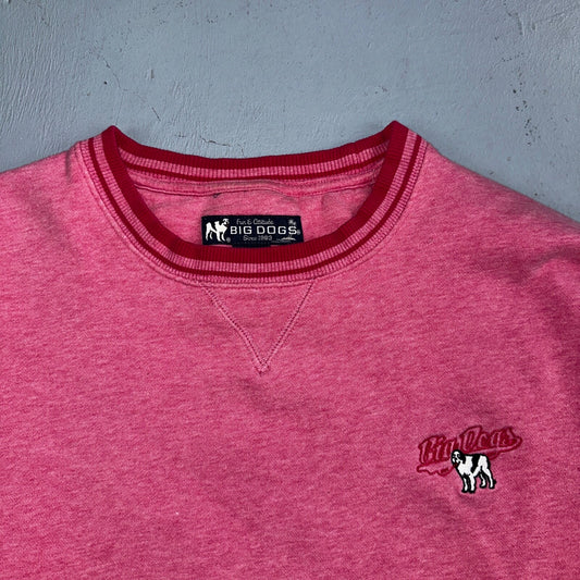 Big Dogs Vintage Sweatshirt Womens XL Pink Crewneck Pullover Embroidered Y2k