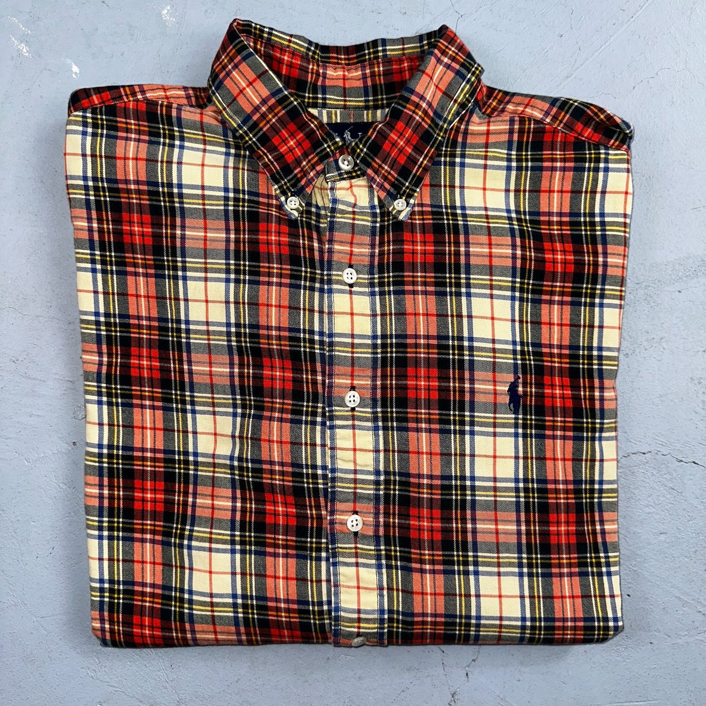 Ralph Lauren Classic Fit XL Plaid Shirt Red VTG Button Down Cotton Wool Blend
