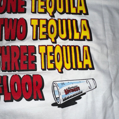 Tequila Funny One Two Floor Vintage T Shirt Y2K Cancun Bar Drinking Alcohol XL