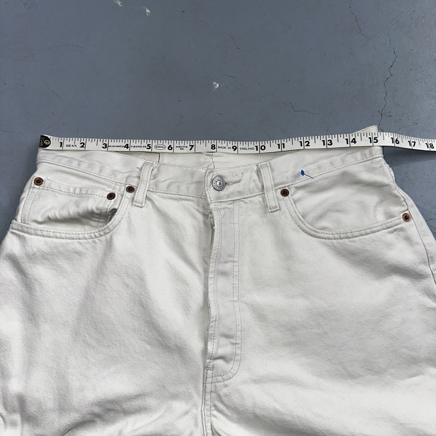 Levis 501 Vintage 90s XX Straight Jeans White Bleached 36x36 Act 30x28 Altered