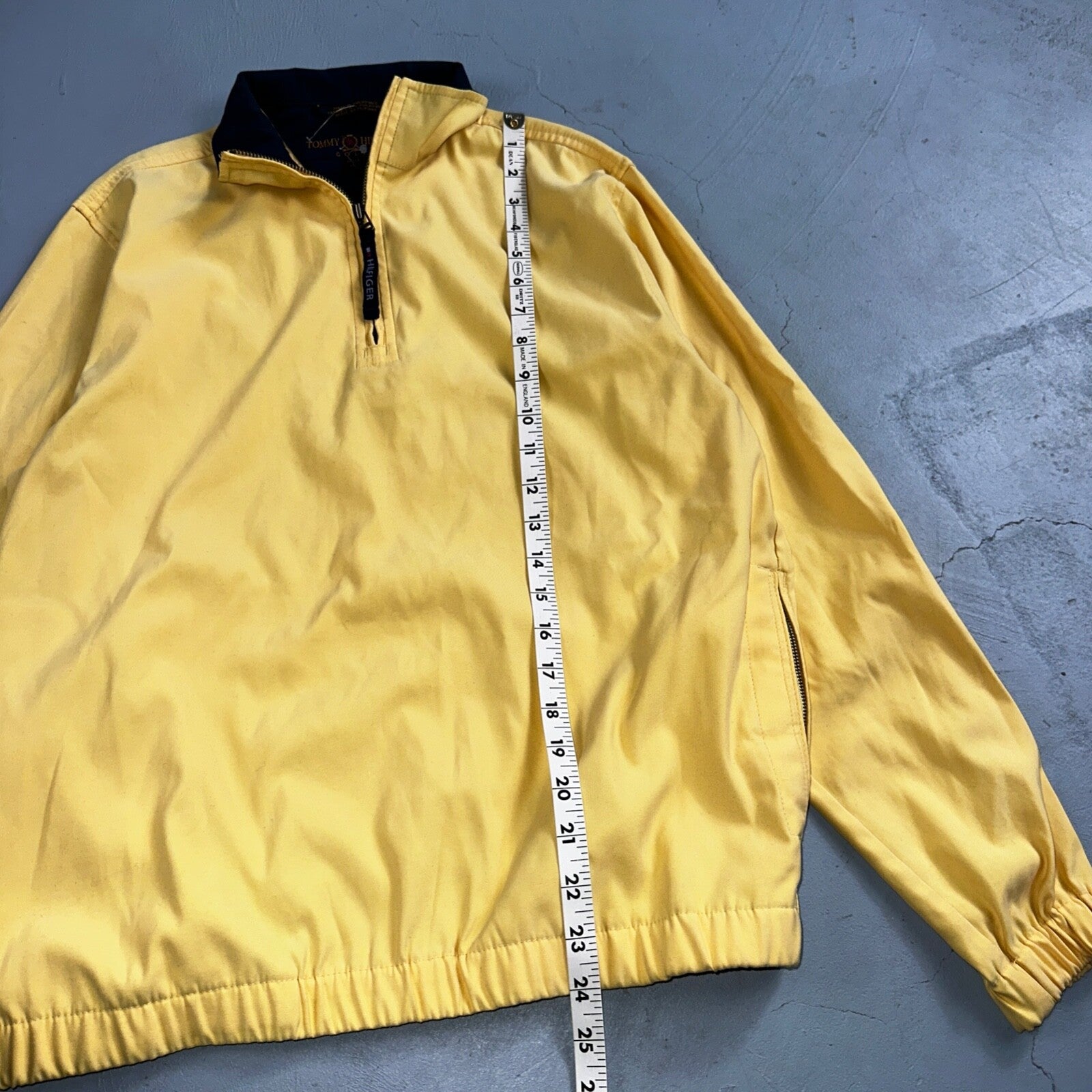 Tommy Hilfiger Golf Yellow Windbreaker Polyester Quarter Zip Pullover Small