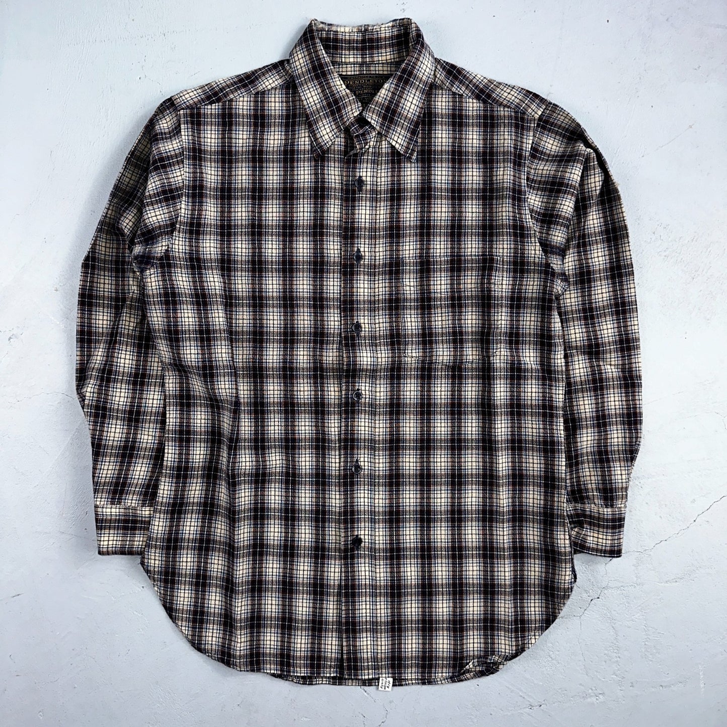 Vintage Pendleton Shirt Mens M Wool Plaid Flannel USA Button 1970s 70s Brown