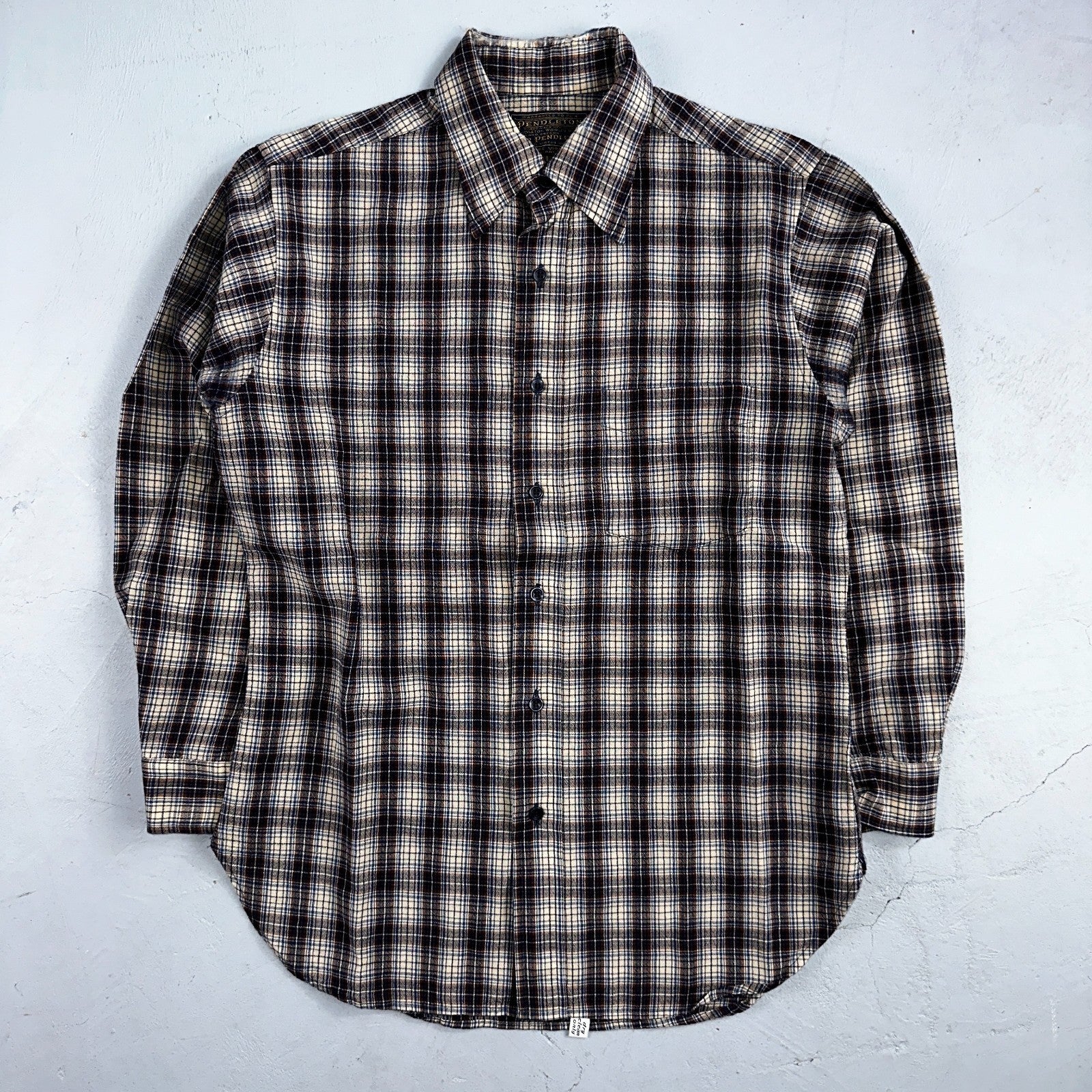 Vintage Pendleton Shirt Mens M Wool Plaid Flannel USA Button 1970s 70s Brown