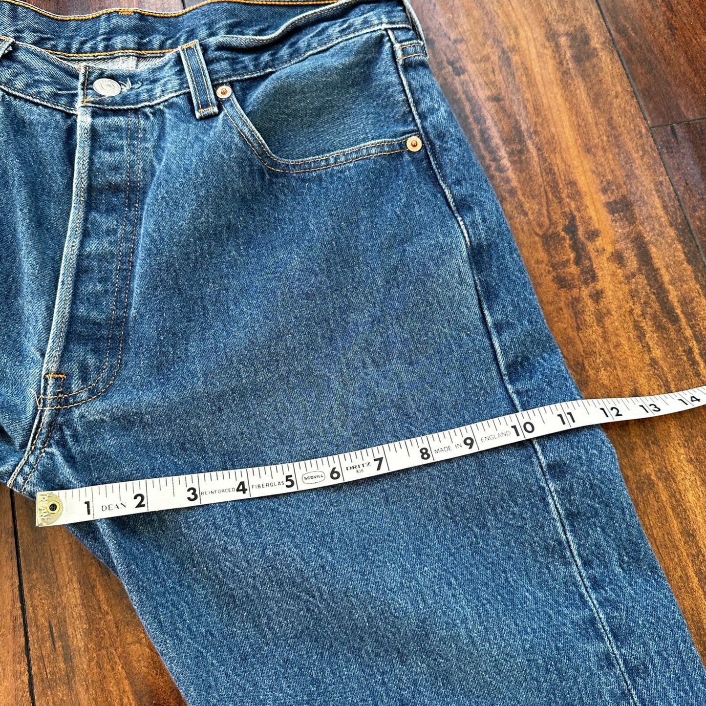 VTG Levis 501 XX Button Fly 90s USA Jeans Denim Straight Capri 34x30 Act 30x24