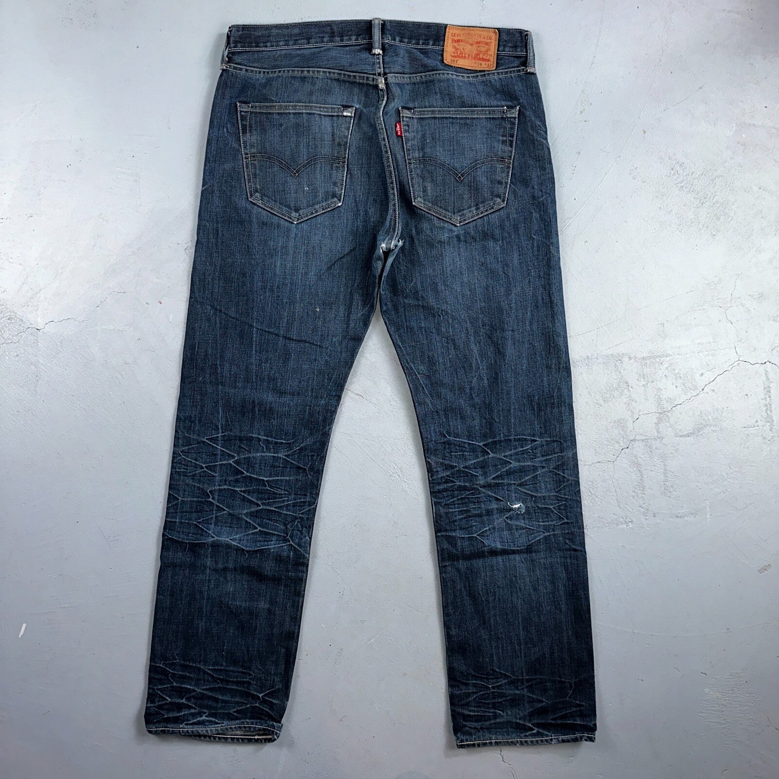 Levis 501 Y2K XX Straight Leg Jeans Blue VTG Whiskers Wash 36x32 Act 36x30