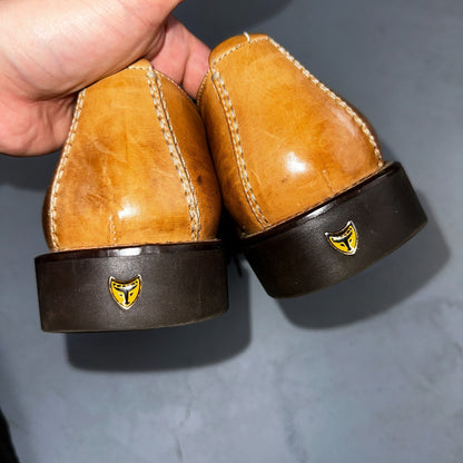 Michael Toschi Mario Men's Lace-up Brown Leather Shoes 8.5 Long Toe Classy