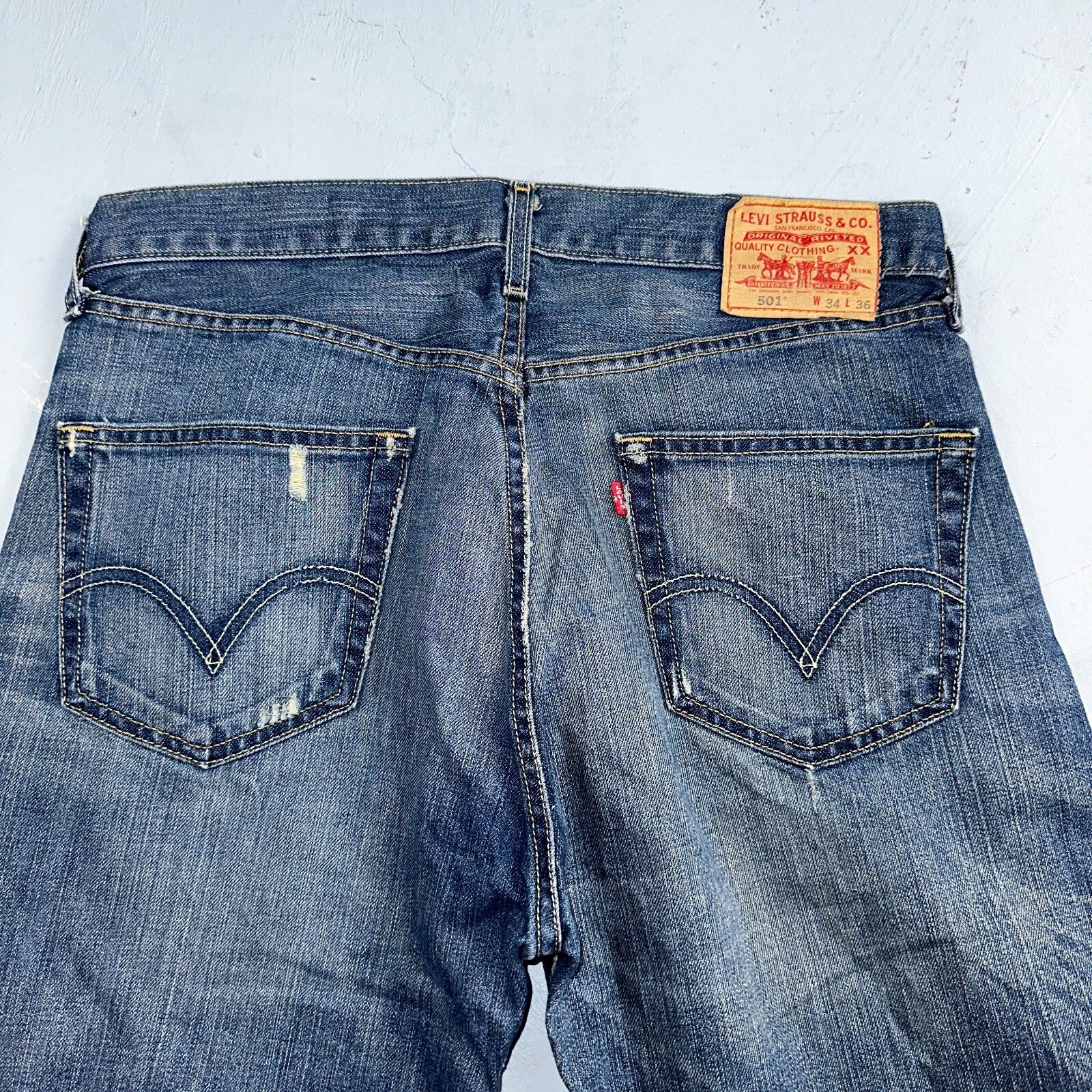 Levis 501 Vintage 90s XX Straight Leg Jeans Y2K Blue Med Wash 34x36 Act 33x35