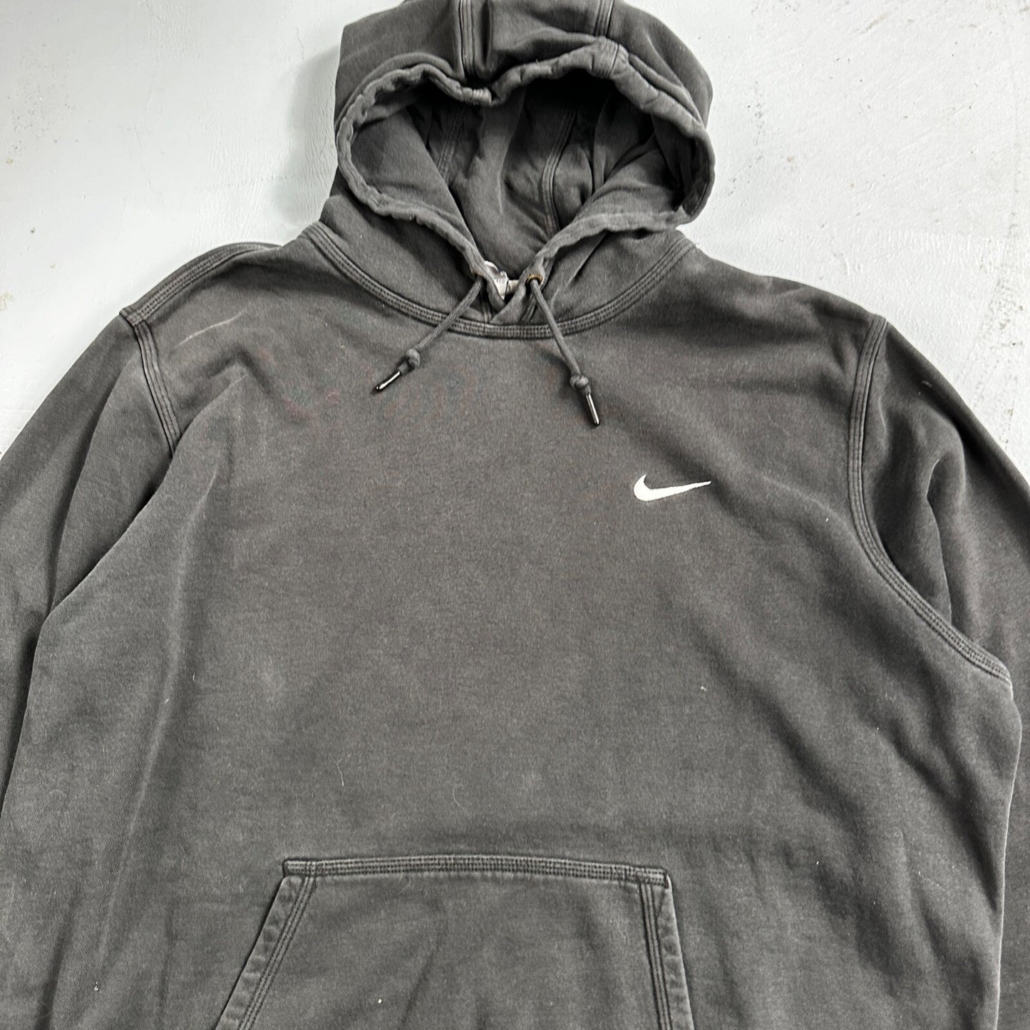 Nike Hoodie Men 2XL Black Swoosh Hooded Pullover Tonal Basic Fleece
