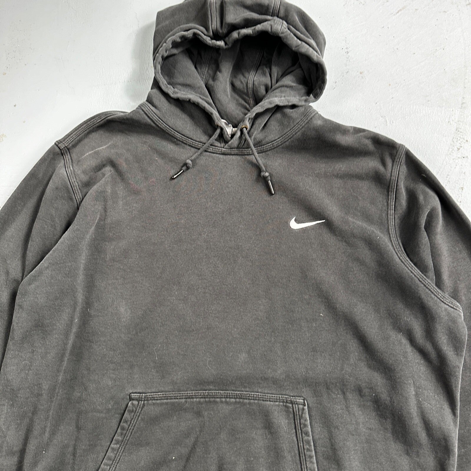 Nike Hoodie Men 2XL Black Swoosh Hooded Pullover Tonal Basic Fleece