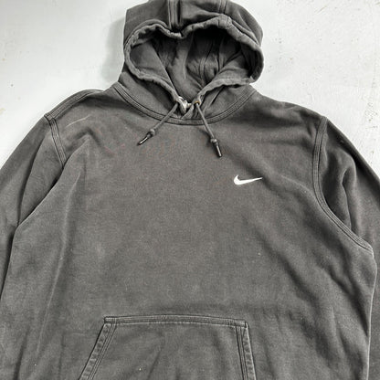 Nike Hoodie Men 2XL Black Swoosh Hooded Pullover Tonal Basic Fleece