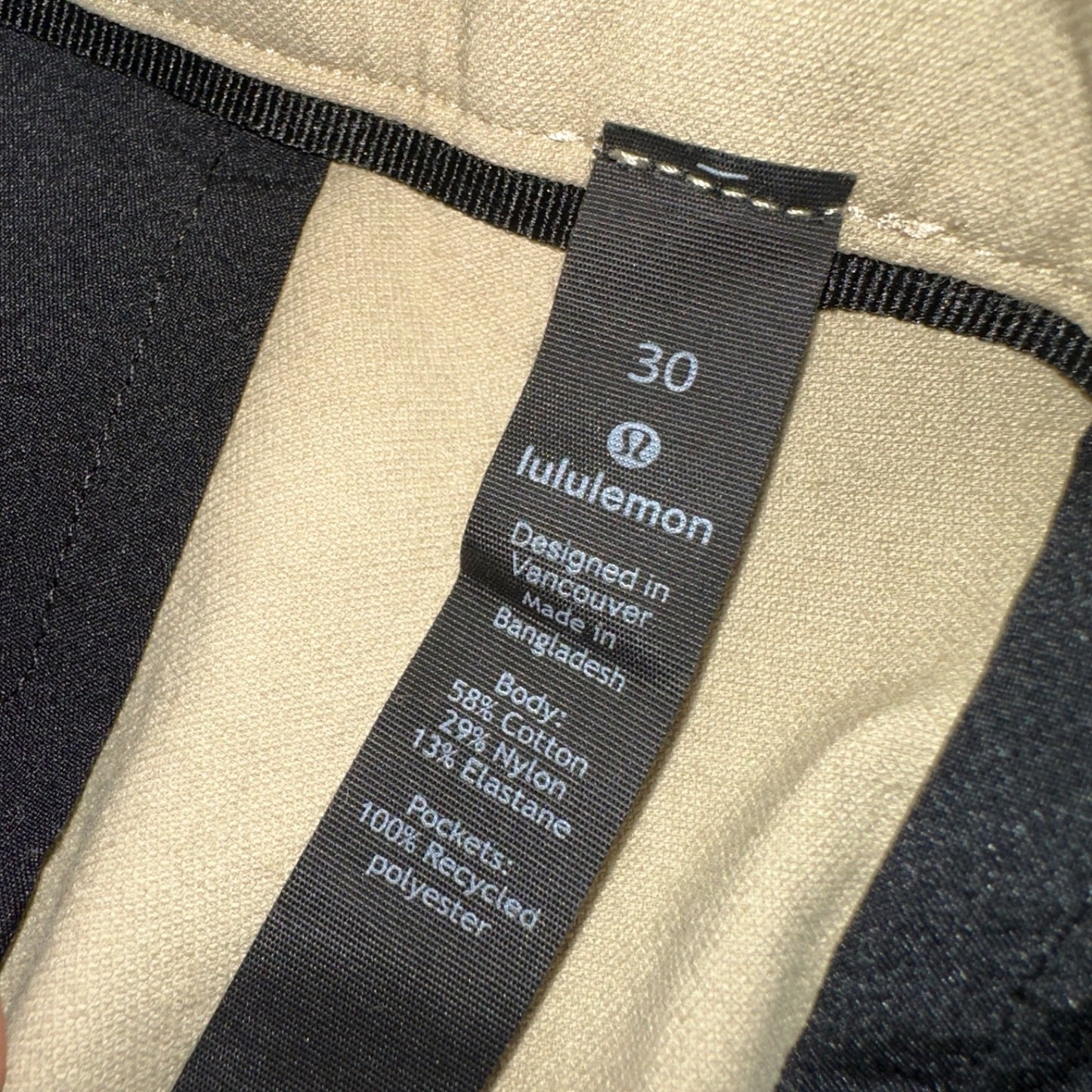 Lululemon Commission Pants Mens 30 Light Brown Beige 30 x 31 Chino Khaki