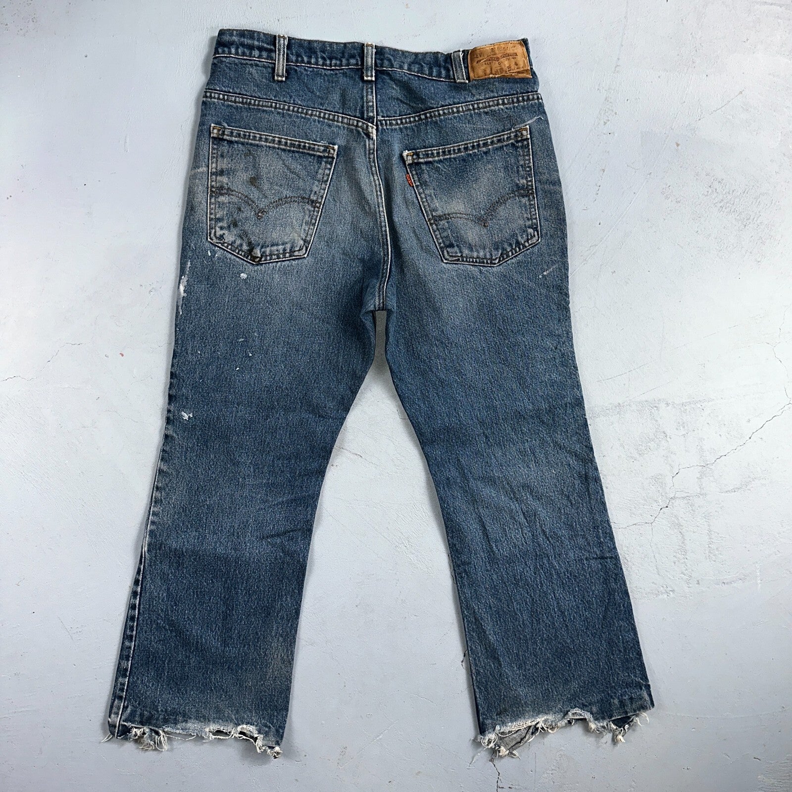 Levis 517 Vintage 80s USA Orange Tab Bootcut Flare Blue Worn Jeans Act 32x25