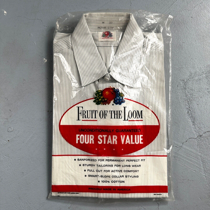 VTG Fruit of the Loom Sanforized Button Up Shirt Mens 1950s 14 NOS Rockabilly