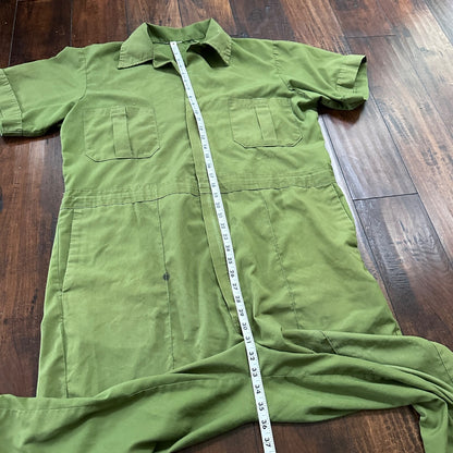 VTG 1960s 1970s Green Fishing Fish Patch Jumpsuit One Piece Rockabilly Work