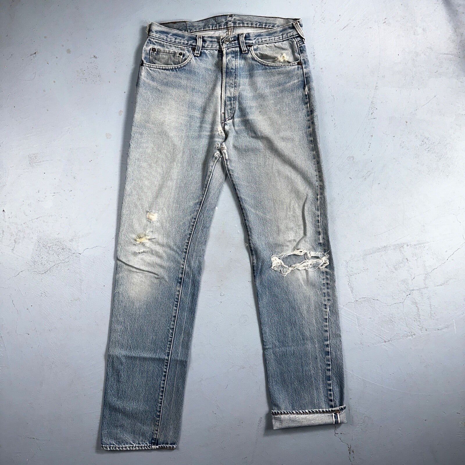 Levis 501 Vintage 80s Redline Selvedge USA XX Jeans Light Wash 34x40 Act 32x36