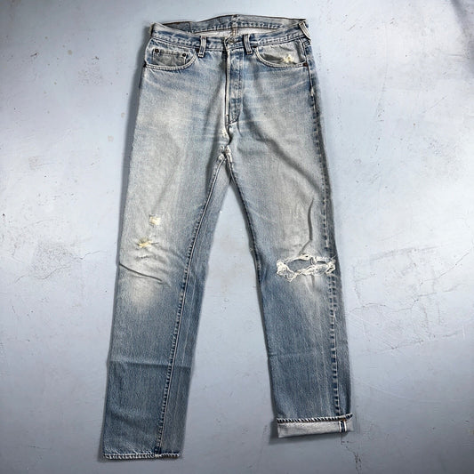 Levis 501 Vintage 80s Redline Selvedge USA XX Jeans Light Wash 34x40 Act 32x36