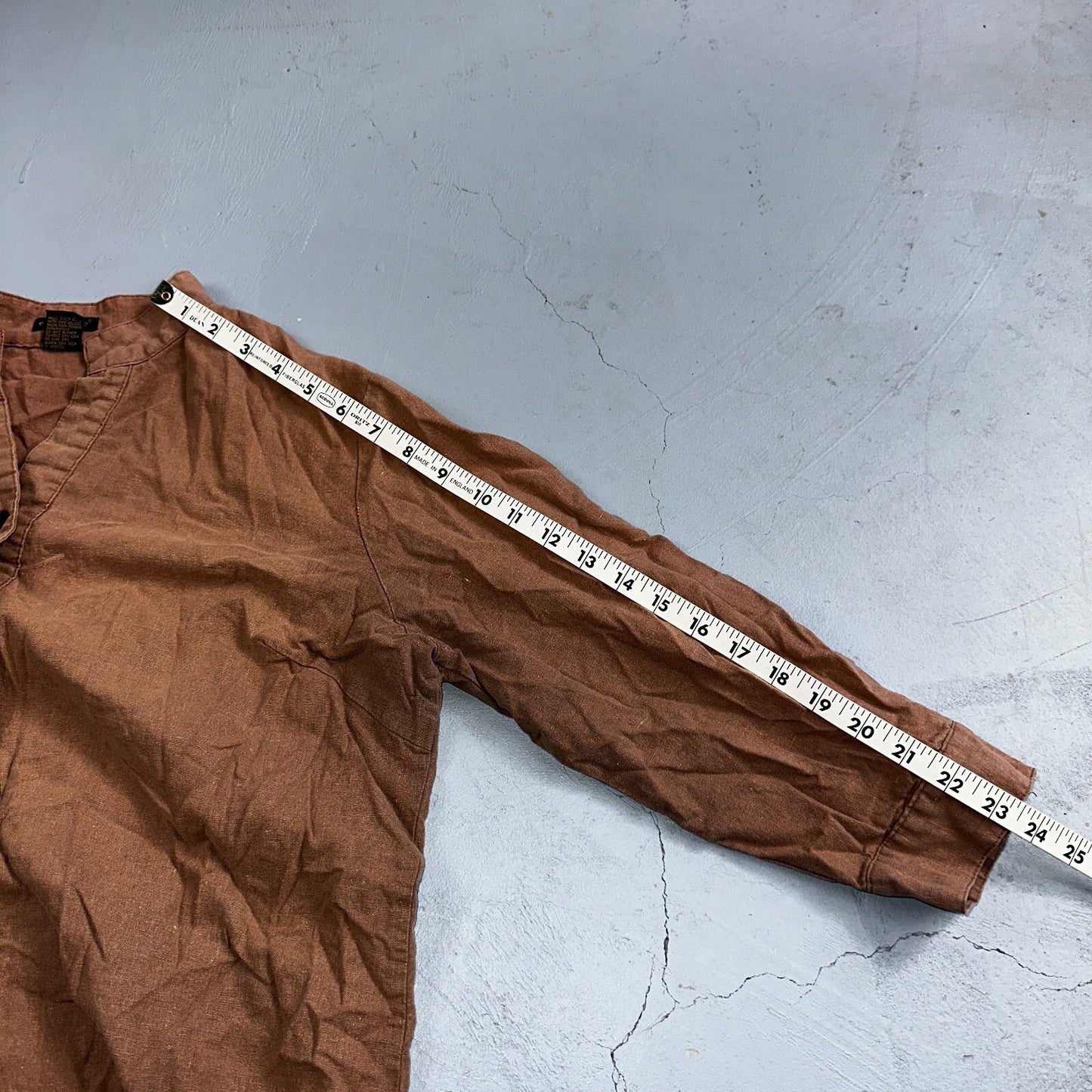 E-COL-O-GIE Womens Large Brown Linen Button Up Shirt Large Cotton VTG Y2K