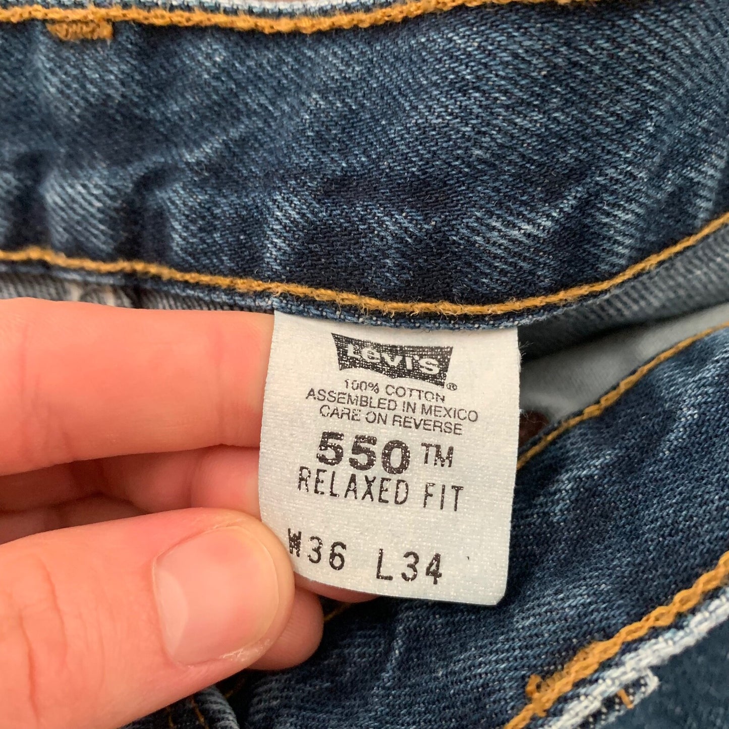 Levis 550 Vintage 90s Relaxed Fit Blue Denim Jeans Size 36X34 Act 33x32