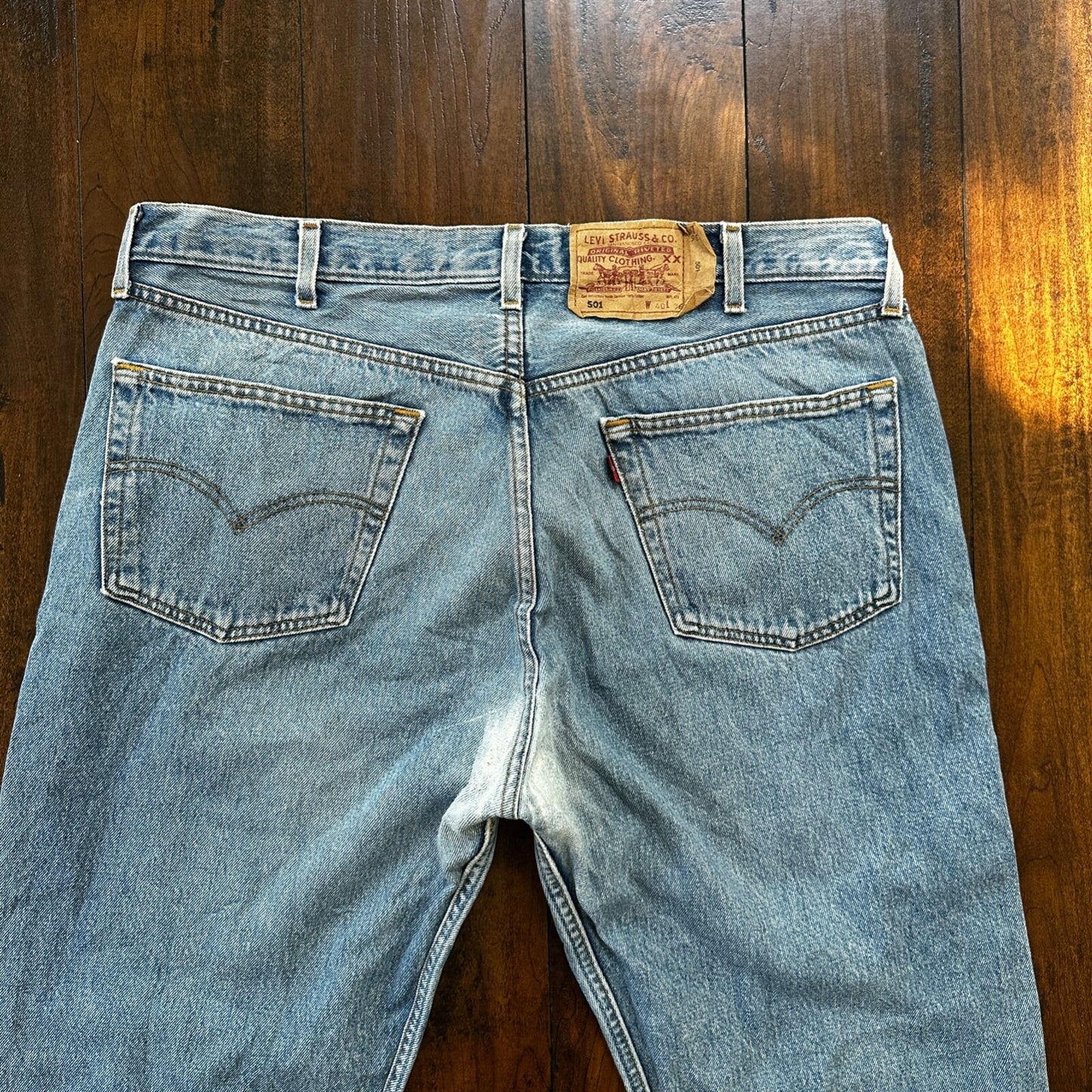 Levis 501 Vintage 90s Straight Leg XX Belgium Jeans 40x36 Light Wash Act 36x30