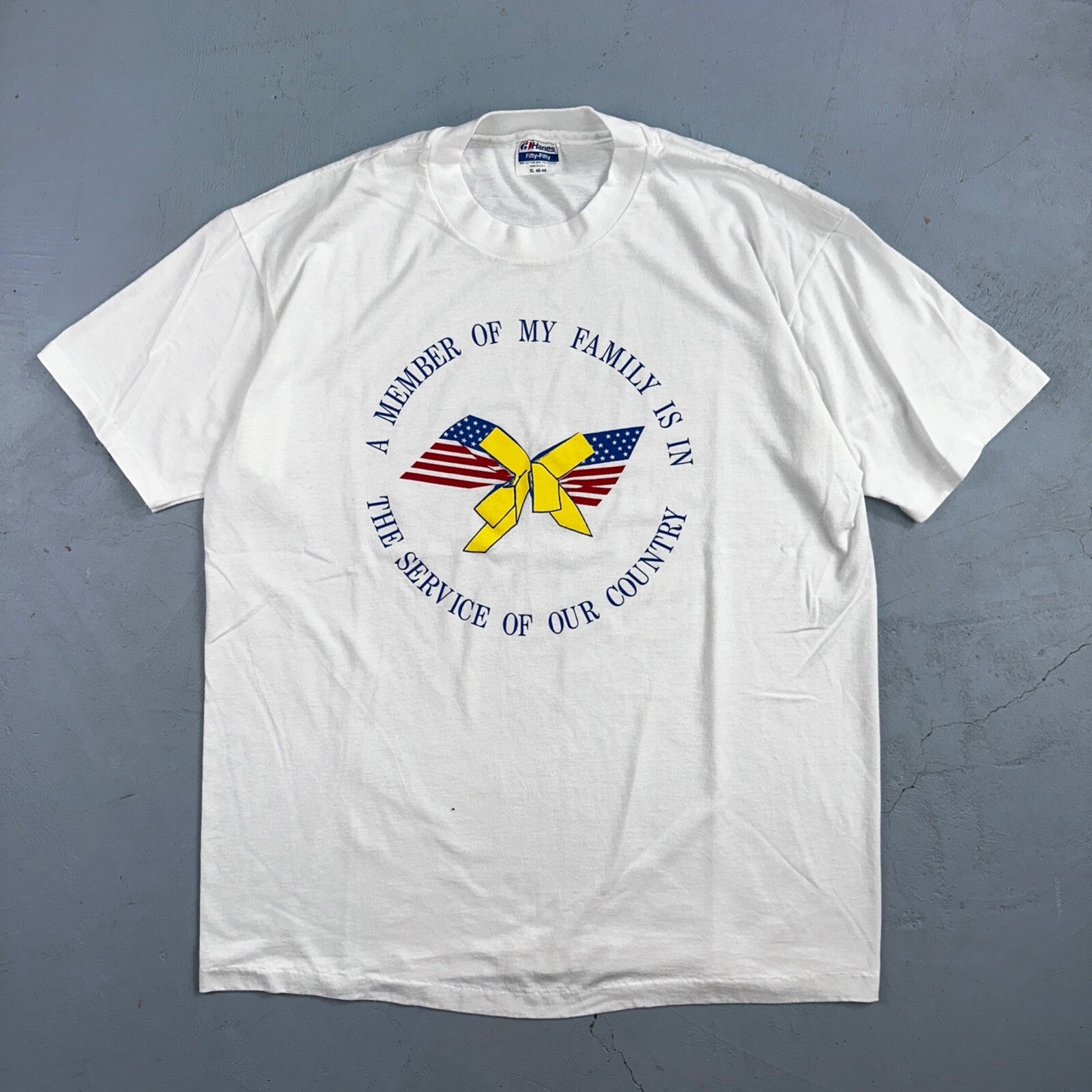 Support Our Troops VTG T Shirt Hanes Single Stitch Desert Storm Army Love USA