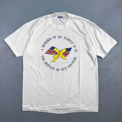 Support Our Troops VTG T Shirt Hanes Single Stitch Desert Storm Army Love USA