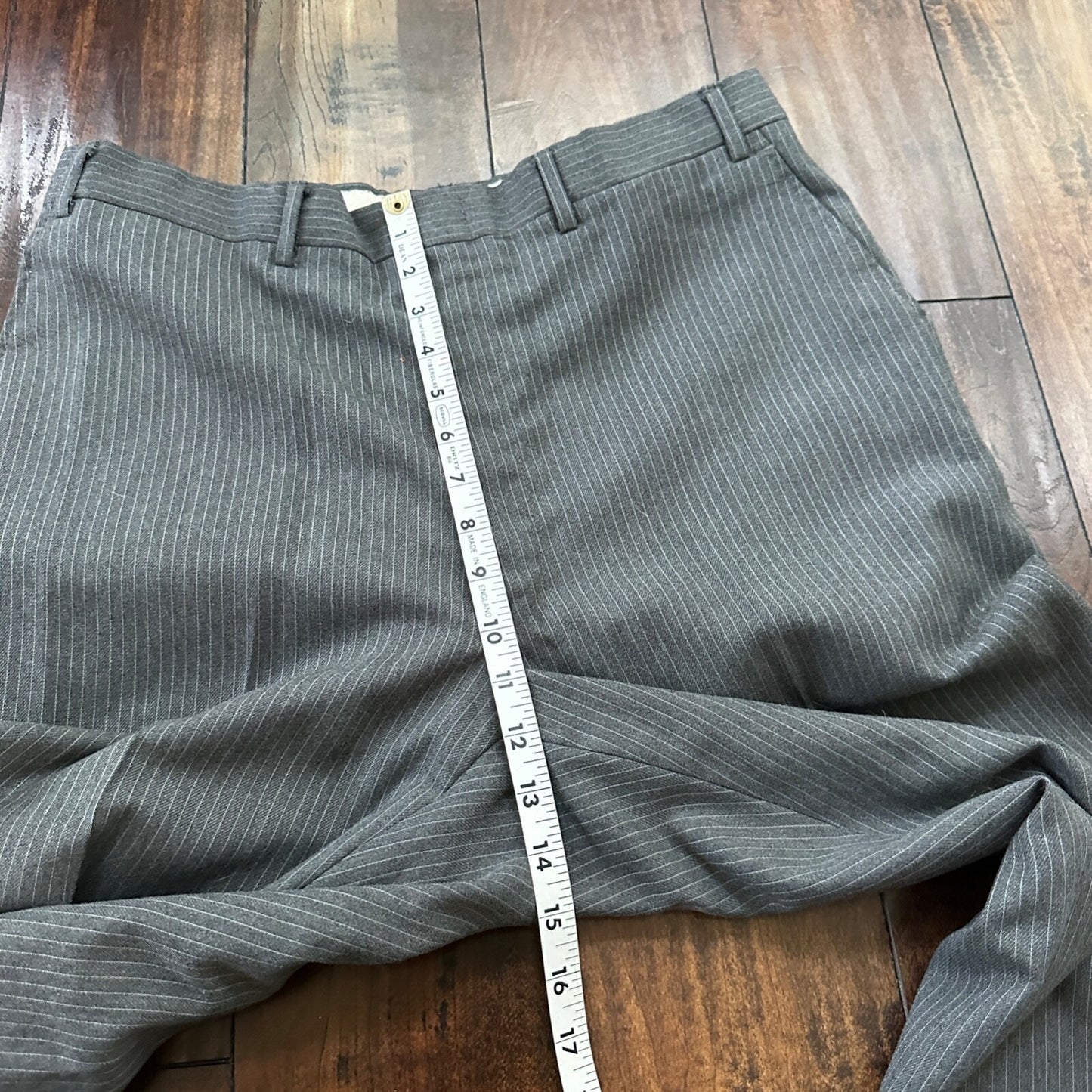 Vtg USA Eagles Pinstripe Mens Gray Wool 3 Pc Suit 42 Vest 33x30 1980s Vest