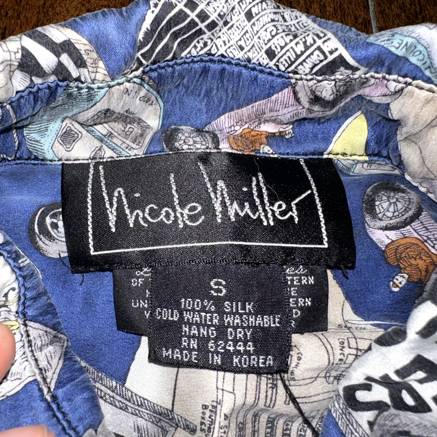 Nicole Miller 100% Silk Shirt Vintage 1994 Limited Quantities Cars Drivers Test