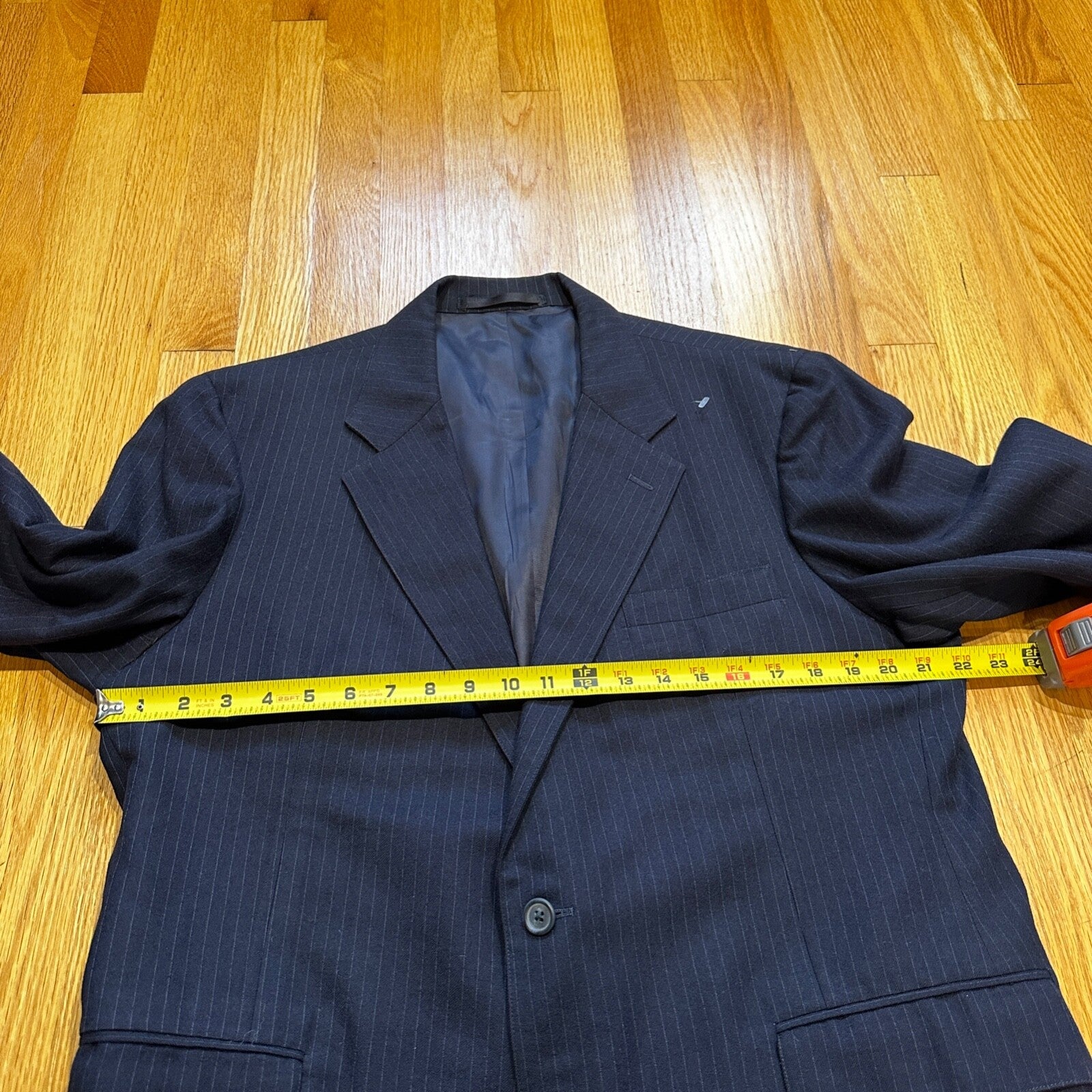 1960s 1970s Navy USA Sport Jacket VTG Mens Suit 46 Rockabilly Stripe Plaid