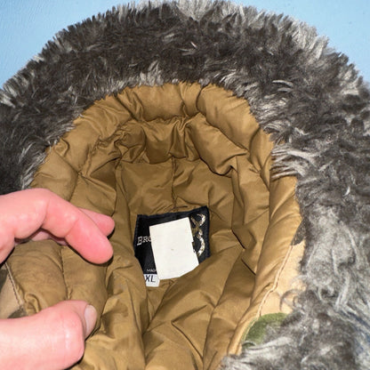 Vintage Browning Down Trapper Hunting Hat XL Camo Fur Lined Ear Flaps USA D60