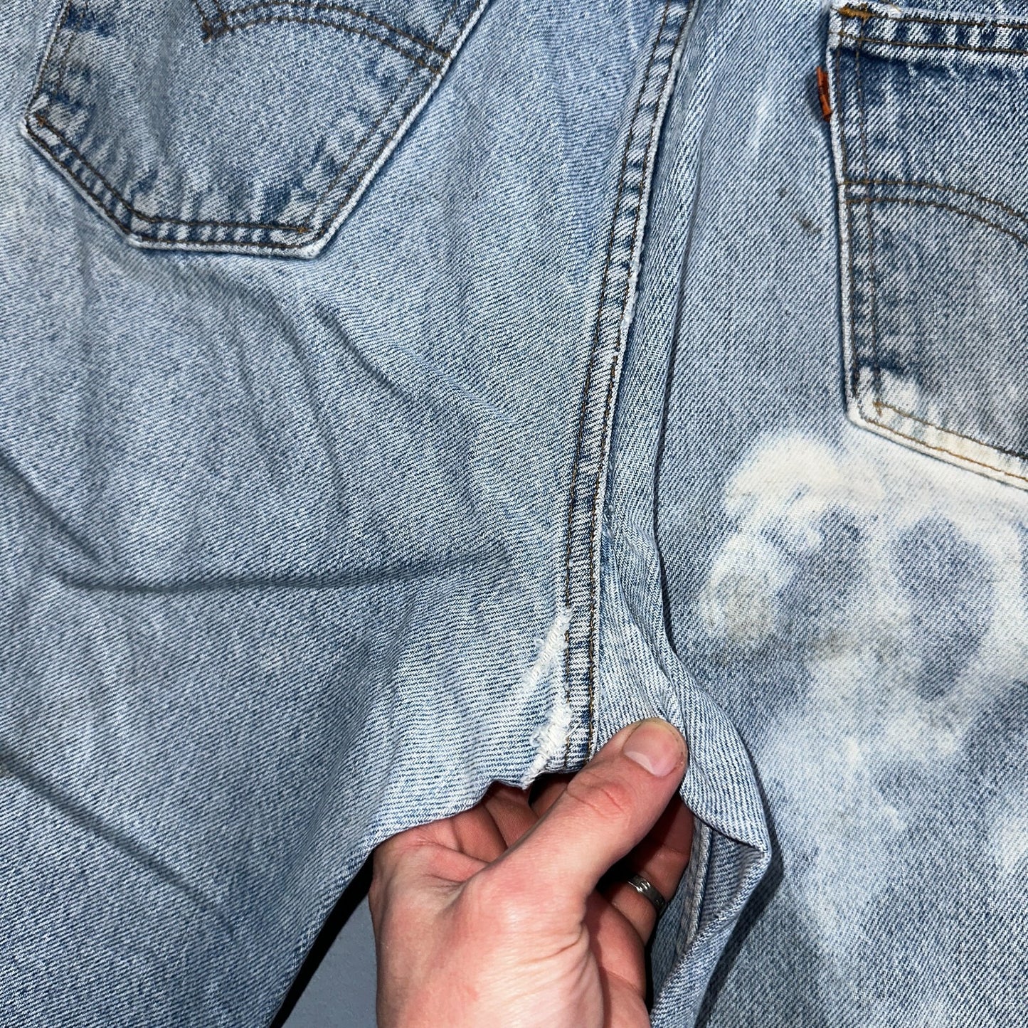 Levis 517 Vintage 90s USA Orange Tab Bootcut Flare Blue Worn Jeans Act 33x31