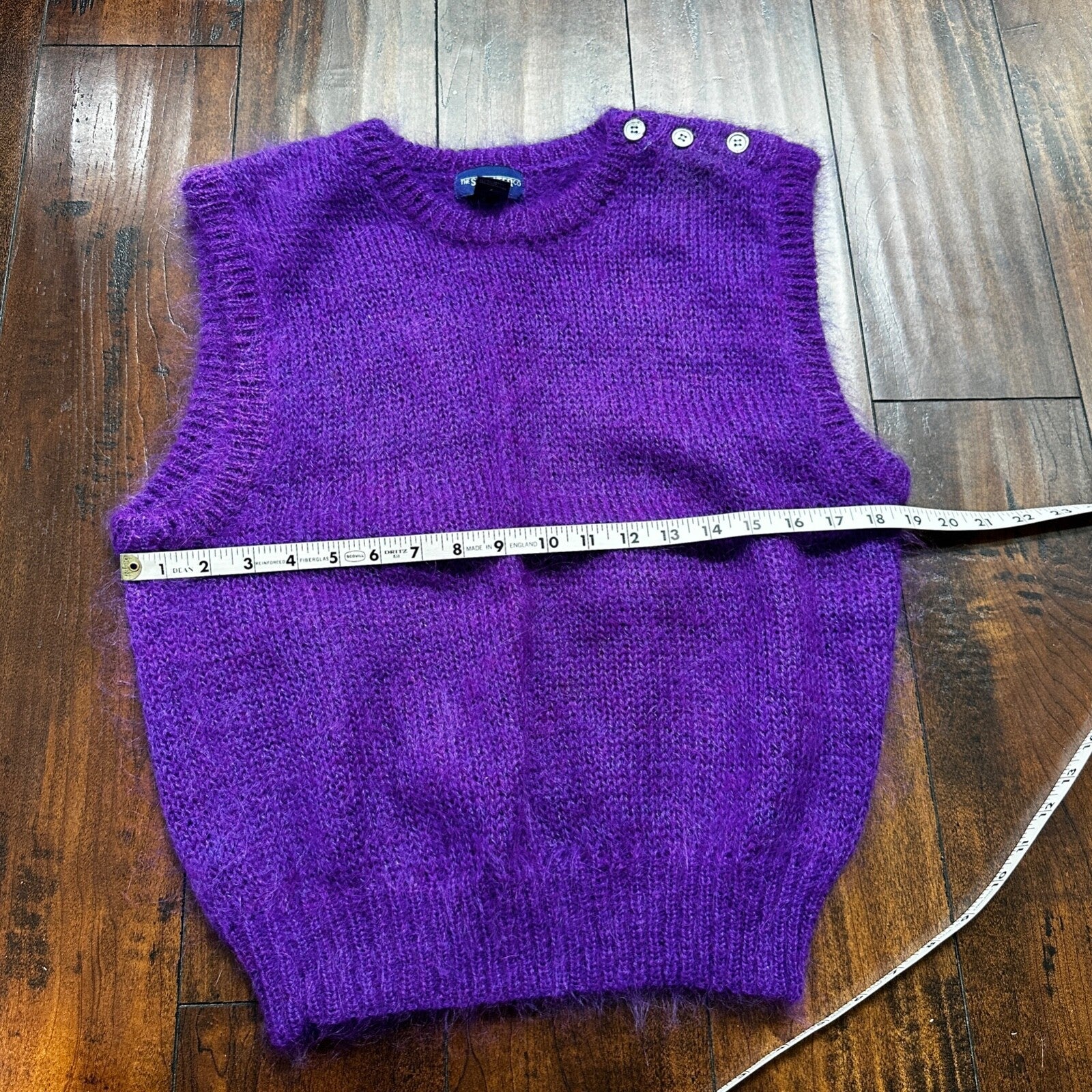 Vintage Purple 80s Sweater Mens L Mohair Vest Geometric Hippie Boho Wool