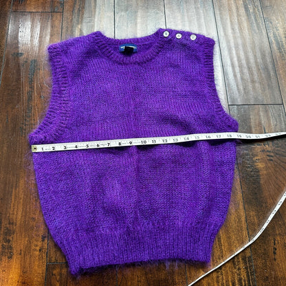 Vintage Purple 80s Sweater Mens L Mohair Vest Geometric Hippie Boho Wool
