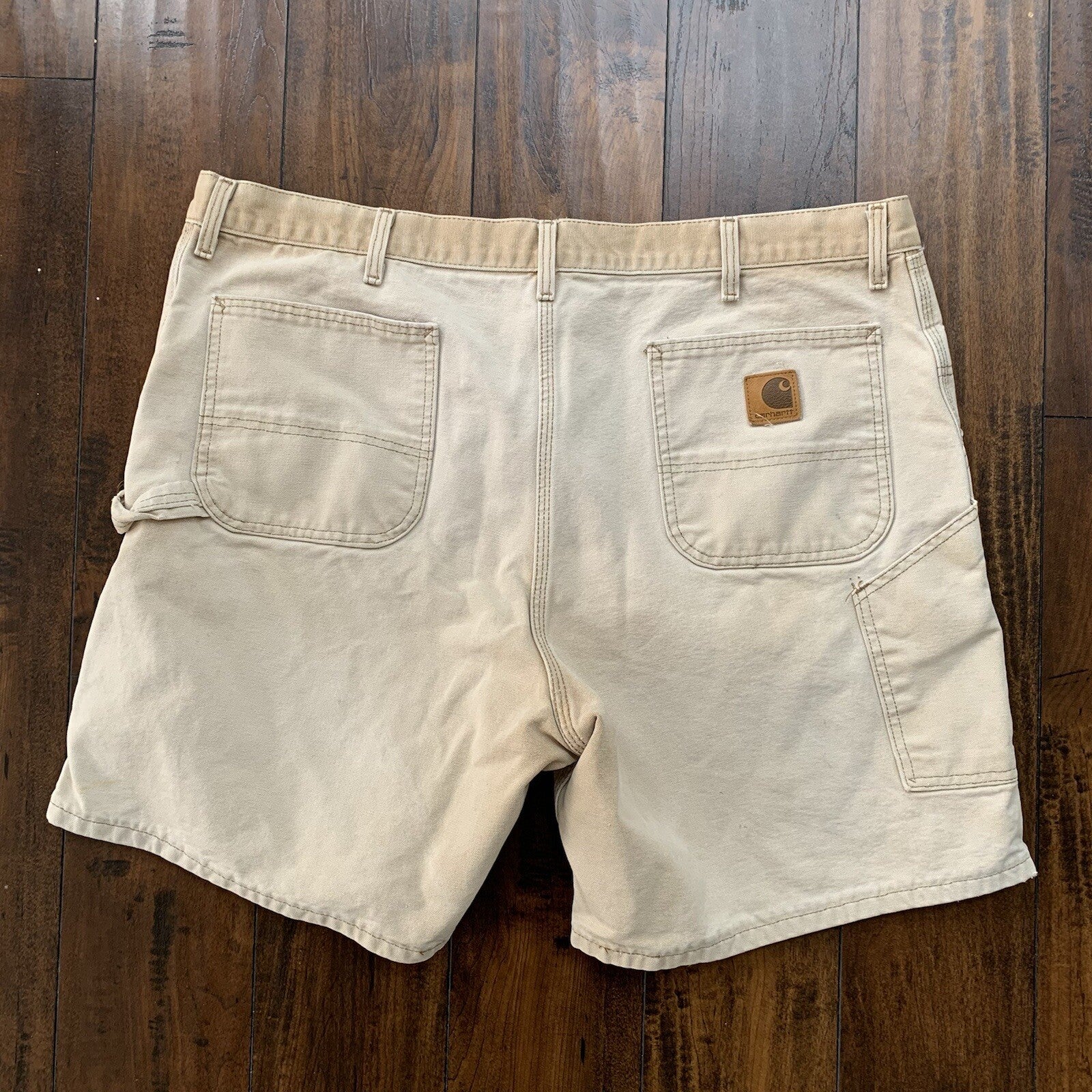 Vintage USA Made Carhartt Men's Thrashed Canvas Carpenter Shorts 90s Double Knee