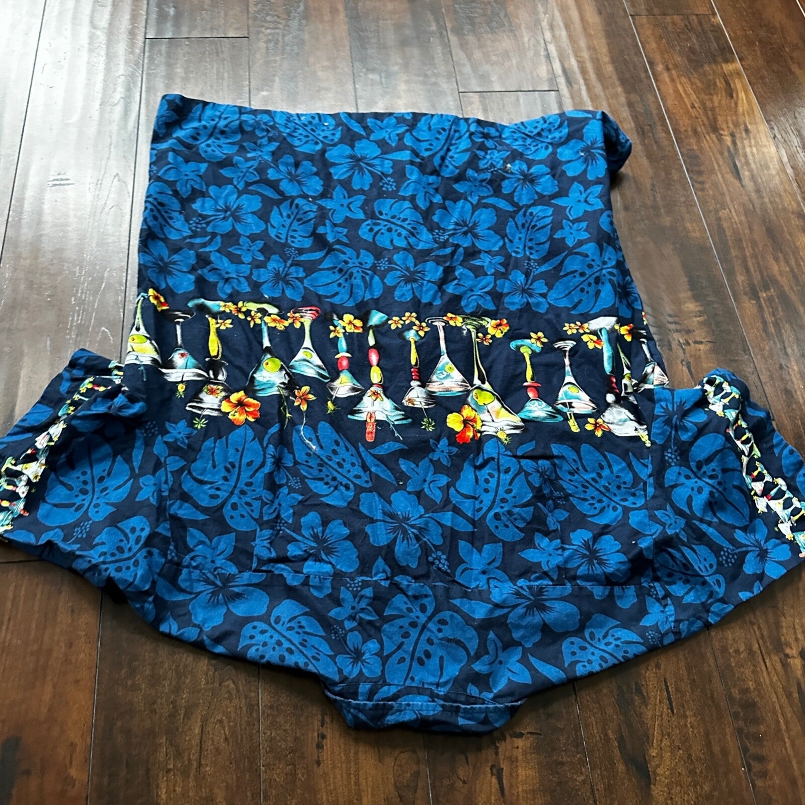 Vintage RJC Hawaiian Shirt XL Mens Drinks Short Sleeve Tropical USA Made Blue