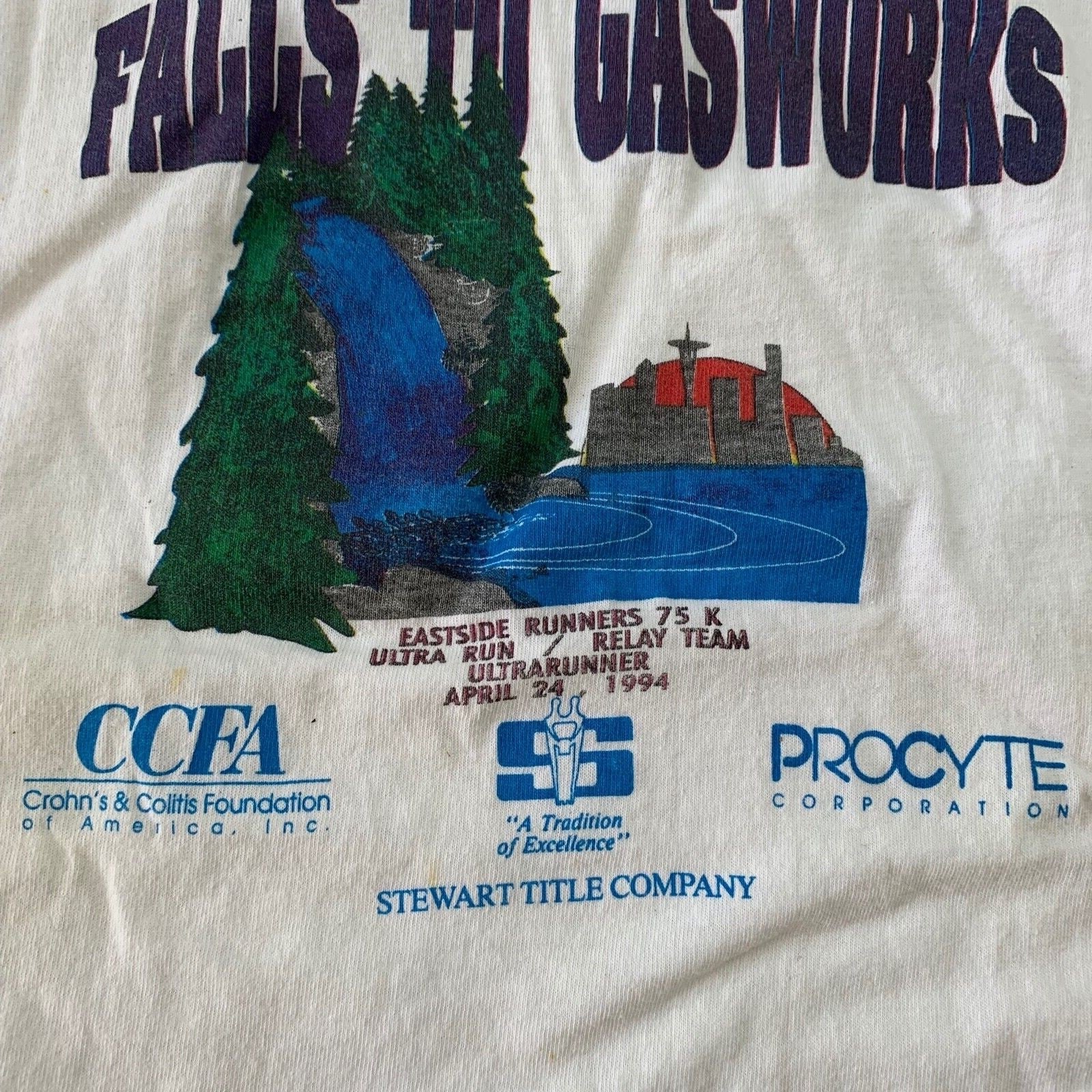 Falls To Gasworks Vintage T Shirt Nike West Coast 1994 90s Running Hills Cool 