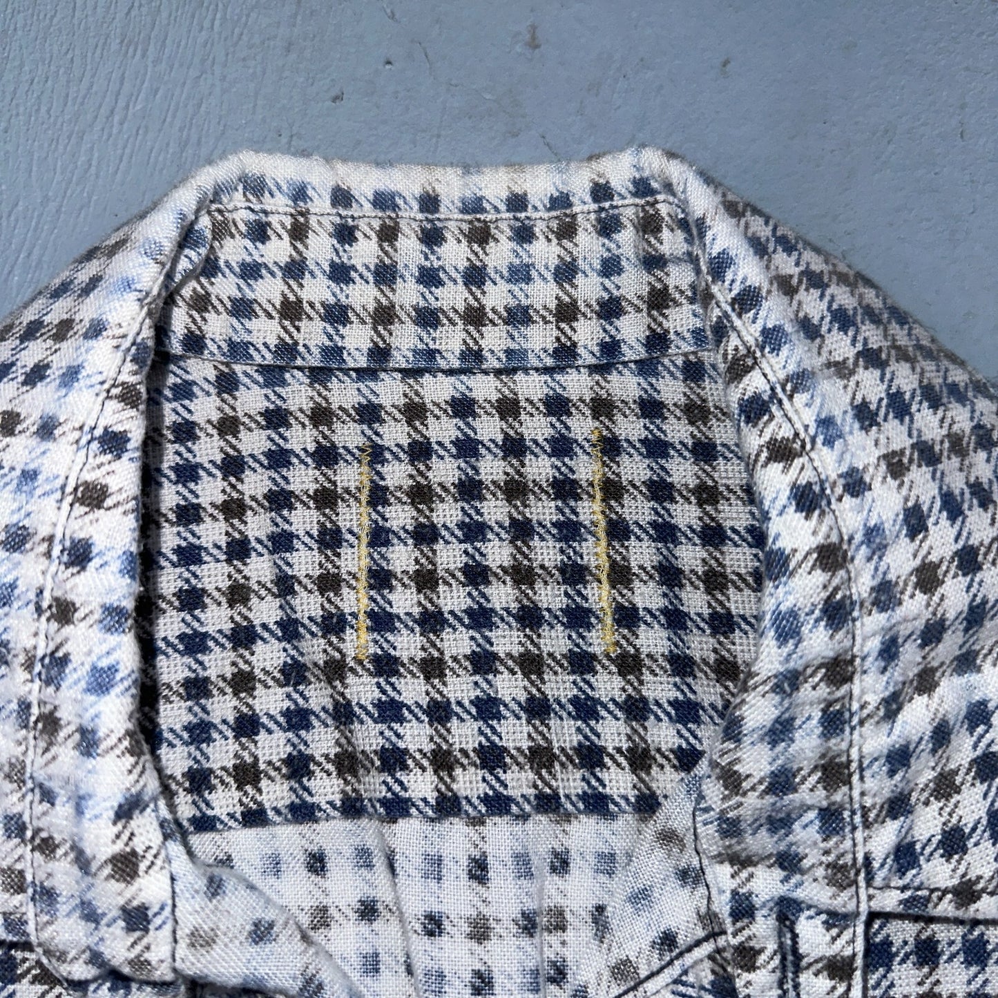 1970s Plaid Long Sleeve Striped Button Down Shirt 60s 70s Rockabilly Checker