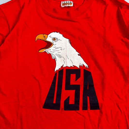 Eagles USA Hanes 1970s VTG T Shirt 70s Red Graphic Single Stitch Band Rock Large