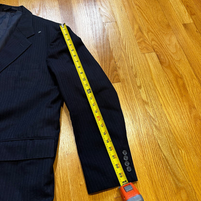 1960s 1970s Navy USA Sport Jacket VTG Mens Suit 46 Rockabilly Stripe Plaid