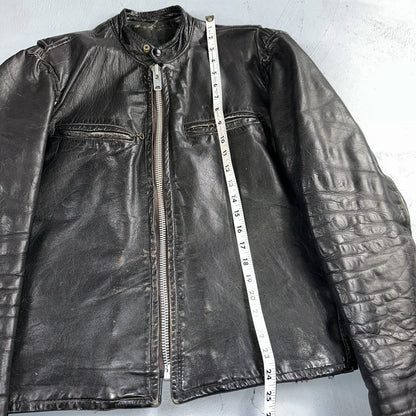 Vintage 50s 60s Black Leather Motorcycle Jacket Cafe Racer Biker 38 1950s 1960s