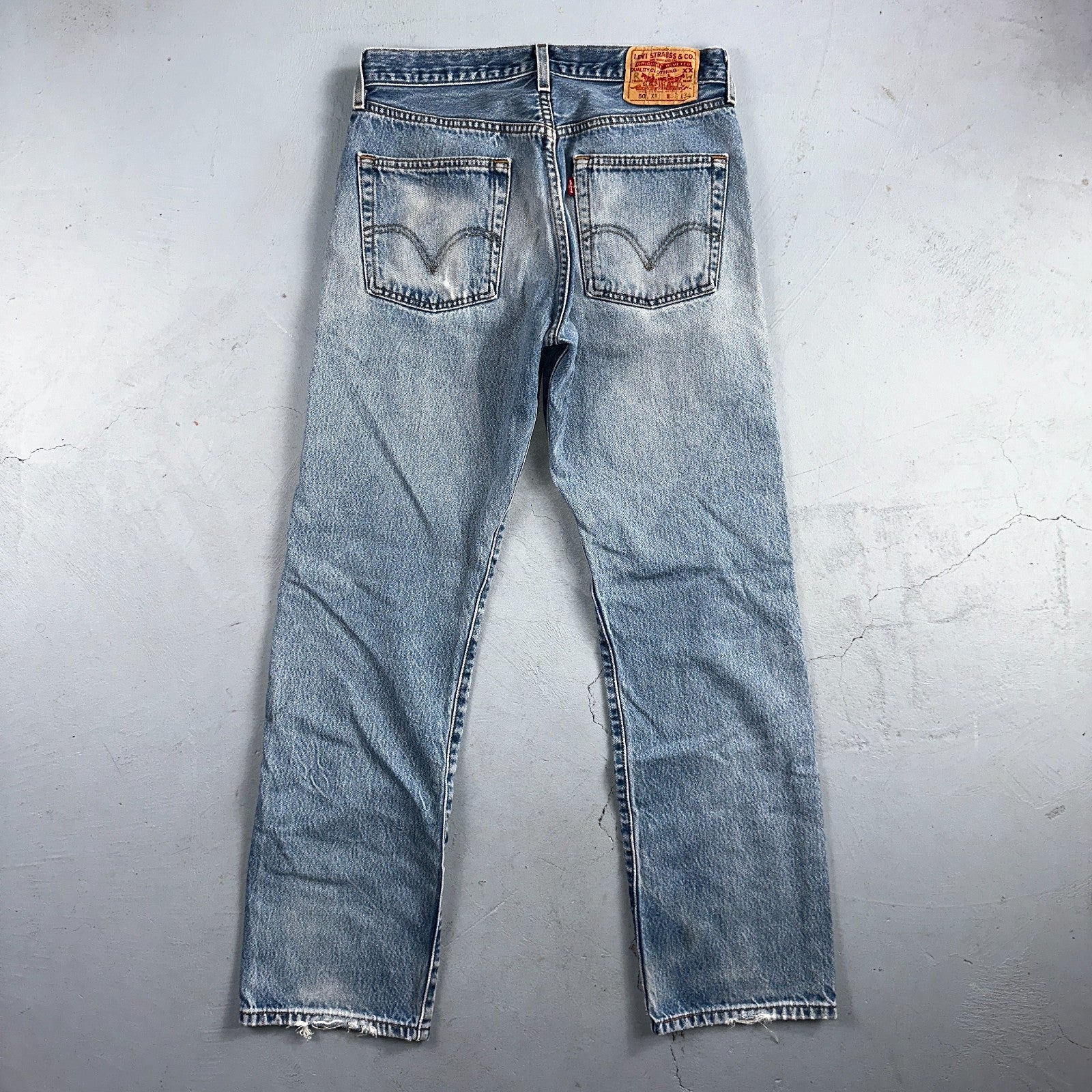 Levis 501 Vintage Y2K 90s XX Straight Leg Jeans Blue Light Wash 33x34 Act 30x31