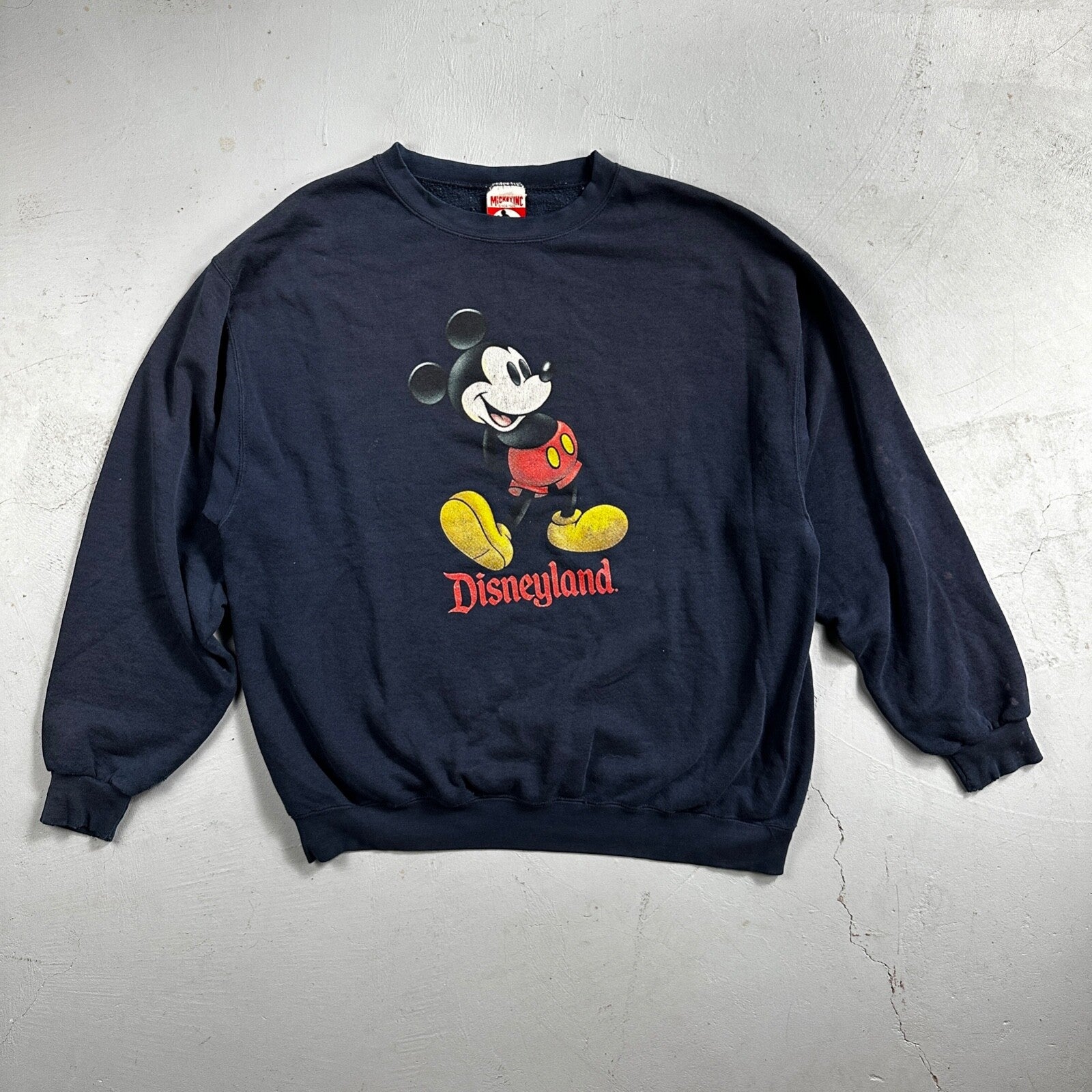 Disney Mickey Mouse VTG Sweatshirt Size 2XL Navy Crewneck Disneyland USA 90s