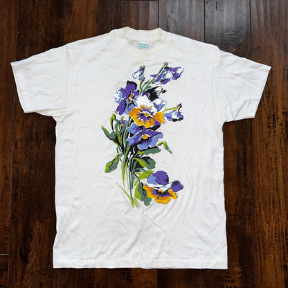 Flowers Art Single Stitch 80s Vintage T Shirt 1989 Travel Garden Plants Life